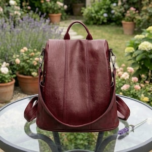 Small Backpack Purse Women, Convertible PU Leather Backpack Purse, Anti Theft Mini Backpack Bag, Vintage Womens Rucksack, Travel School Dayp