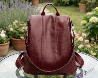 Kleine Rucksack Geldbörse Frauen, Wandelbare PU-Leder Rucksack Geldbörse, Anti-Diebstahl-Mini-Rucksack-Tasche, Vintage Damen Rucksack, Reise Schule Dayp