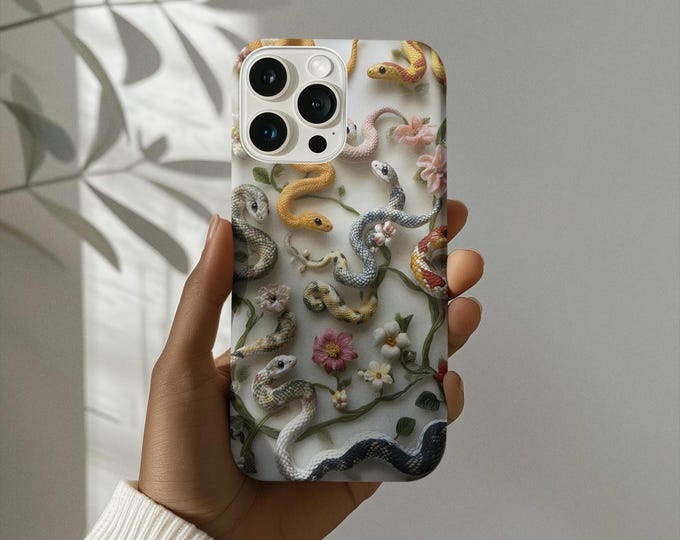 Featured listing image: Year of the Snake 3D effect Snakes iPhone Case | Faux Ceramic Cover for iPhone, perfect gift