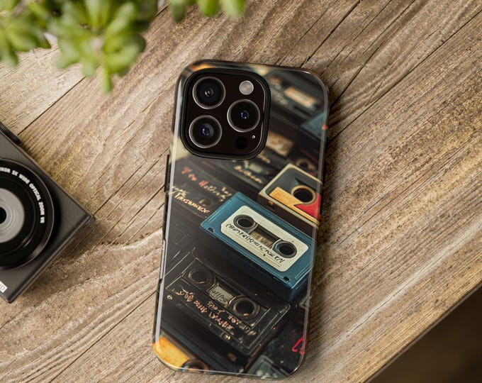 Featured listing image: Retro Cassette iPhone Case,i Phone 14, 15, 16, 80s 90s Nostalgia Vintage Case, Music Phone Case