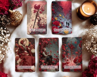 The Rosarium Tarot, Tarot Card Deck, 78 Tarot Card Deck, Unique Tarot Deck, Tarot Cards with Guidebook