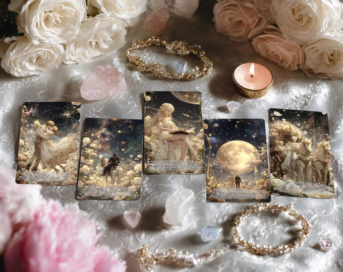 Starfall Dream Tarot with Guidebook, Tarot Cards, Oracle Card Deck, Gift for Tarot Lovers, Unique Design, Romantic Cards