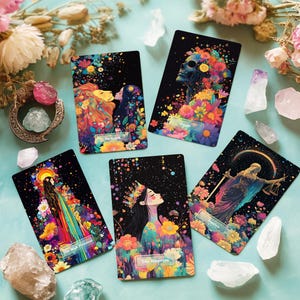 Rainbow Floromancy Tarot Card Deck, Tarot Deck with Guidebook, Artificial Intelligence Tarot, Beginner, Guidebook, Oracle deck