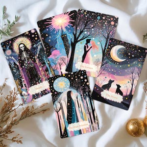 Jeu de tarots du bosquet céleste, jeu de cartes de tarot, jeu de tarot avec guide, jeu Oracle, 78 cartes de tarot, débutant, tarot unique