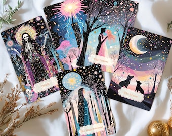 Celestial Grove Tarot Deck, Tarot Card Deck, Tarot Deck with Guidebook, Oracle Deck, 78 Tarot Cards, Beginner, Unique Tarot