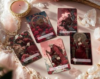 The Rosarium Tarot, Tarot Card Deck, 78 Tarot Card Deck, Unique Tarot Deck, Tarot Cards with Guidebook