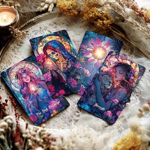 Tarot Deck with Guidebook, Colorful Beginner Tarot Deck, 78 Card Tarot Cards, Custom Tarot Deck, Oracle Deck, Glass Bloom Tarot Deck