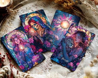 Tarot Deck with Guidebook, Colorful Beginner Tarot Deck, 78 Card Tarot Cards, Custom Tarot Deck, Oracle Deck, Glass Bloom Tarot Deck