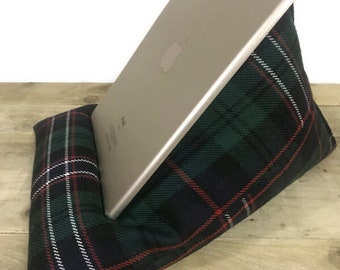 ipad Pillow, Kindle Tablet Cushion,  Scottish Wool Tartan Arthritis Aid