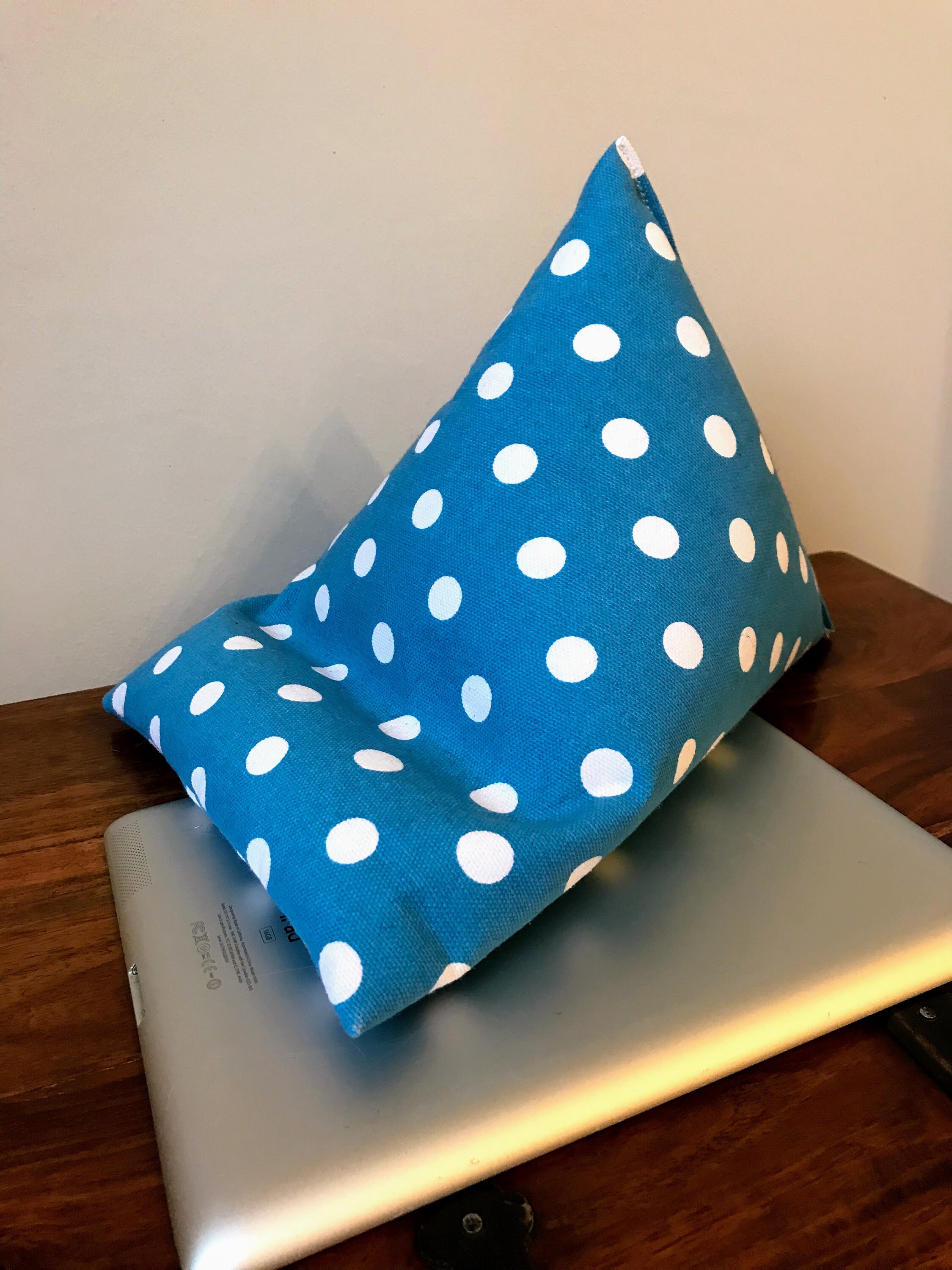 Ipad Pillow Kindle Tablet Cushion Book Stand Blue Polka Dot Etsy
