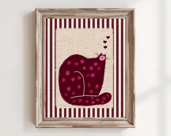 Cat Digital Wall Art, Funny Print, Animal Poster, Decor for Home