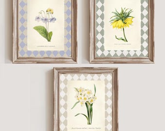 Vintage Flowers Digital Wall Art Print, flower Poster, Decor for Home