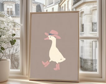 Arte digital de pared con gansos divertidos, impresión de gansos para guardería, póster de animales para niños, decoración de habitación de bebé