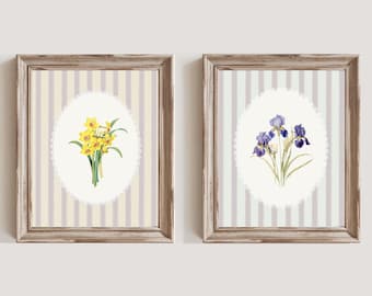 Vintage Flowers Digital Wall Art Print, flower Poster, Decor for Home