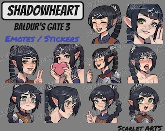 Shadowheart Baldur's Gate 3 Emotes / Sticker - Anime Chibi style - Twitch, Youtube, Discord Emotes
