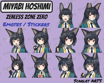 Miyabi Hoshimi Zenless Zone Zero Emotes / Stickers - Anime Chibi