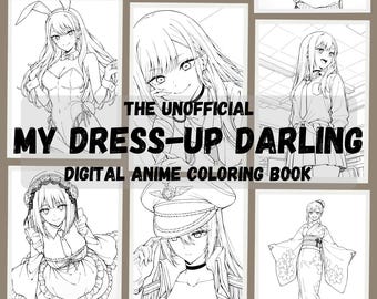 Mi libro para colorear de anime digital "Dress-up Darling" para adolescentes y adultos, 50 ilustraciones de alta calidad, descarga instantánea, PDF imprimible