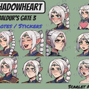 Shadowheart (Selunite) Baldur's Gate 3 emotes/stickers - Anime Chibi-stijl - Twitch, Youtube, Discord-emotes