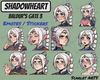 Shadowheart (SelUnite) Baldur's Gate 3 Emotes / Sticker - Anime Chibi style - Twitch, Youtube, Discord Emotes