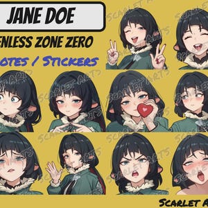 Jane Doe Zenless Zone Zero Emote / Adesivi - Stile Anime Chibi - Emote Twitch, Youtube, Discord