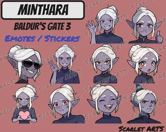 Minthara Baldur's Gate 3 Emotes / Stickers - Anime Chibi style - Twitch, Youtube, Discord Emotes