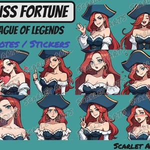 Miss Fortune League of Legends Emotes / Stickers - Anime Chibi style - Twitch, Youtube, Discord emotes