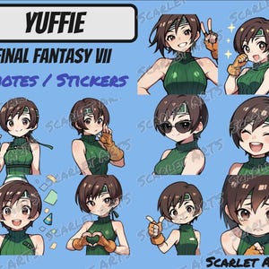 Yuffie Final Fantasy VII FF7 Emotes / Stickers - Anime Chibi style - Twitch, Youtube, Discord emotes