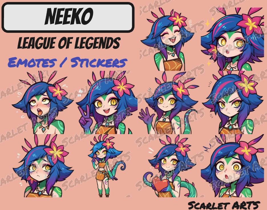 Neeko League of Legends Emotes / Stickers - Anime Chibi style - Twitch, Youtube, Discord emotes
