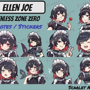 Ellen Joe Zenless Zone Zero-emotes/stickers - anime-chibi-stijl - Twitch, YouTube, Discord-emotes