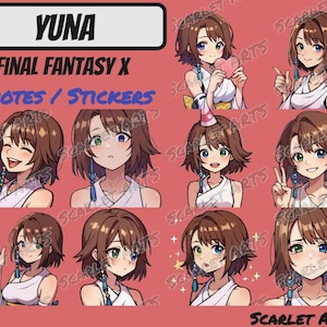 Emotes / Stickers Final Fantasy X FF10 Yuna - Emotes Twitch, Youtube, Discord