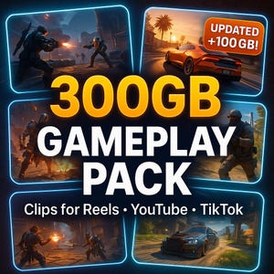 300GB Gameplay Video Clips – Royalty-Free Footage for YouTube, TikTok & Reels