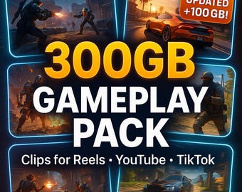 300GB Gameplay Video Clips – Royalty-Free Footage for YouTube, TikTok & Reels