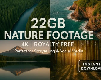 Pacchetto di filmati naturalistici da 22 GB / Video di narrazione e social media / Clip aeree 4K royalty free