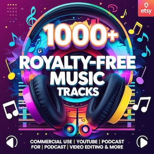 1000+ Royalty-Free Music Tracks – Commercial Use | Background Music for YouTube, Podcasts, Video Editing & More | Regularly Updated Bundle