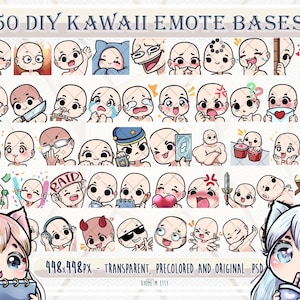 50 DIY Emote Bases for Twitch / Discord - commercial use allowed (cute, meme, gift)