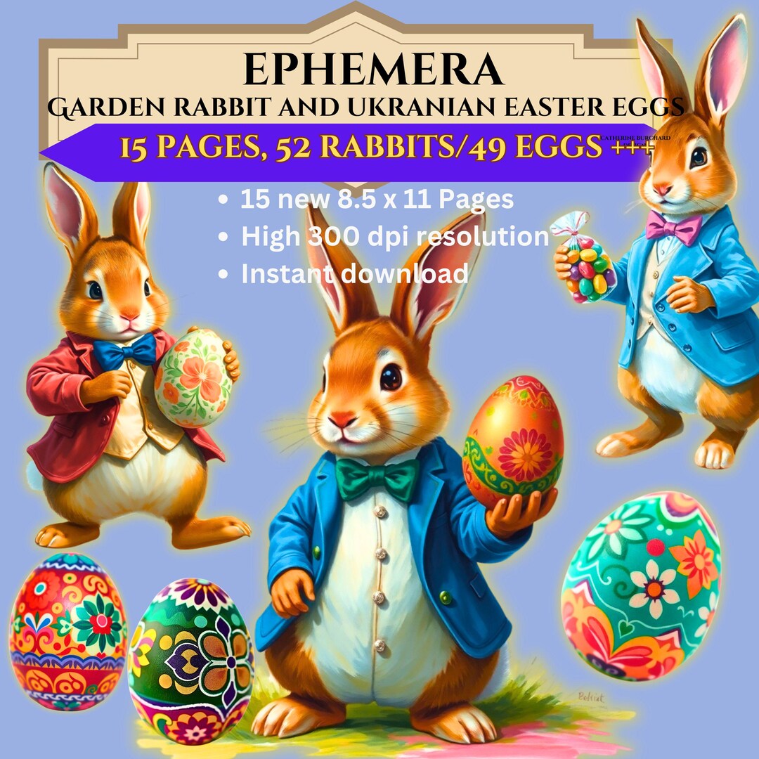 Vintage Garden Rabbits Ukranian Easter Eggs,instant Download, Inspired ...