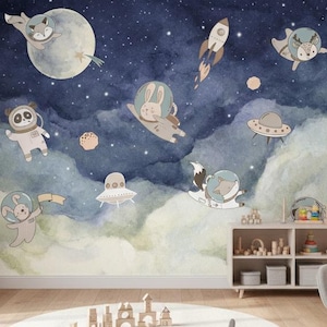Papier peint Galaxy pour chambre de bébé : décoration murale autocollante pour chambre d&#39;enfant