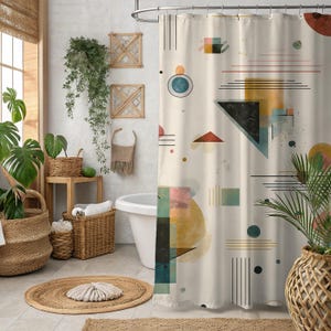 Kandinsky Abstract Art Shower Curtain: Funky Modern Bathroom Decor