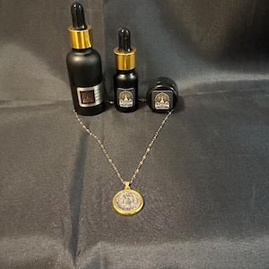 Holy Water, Salt, Holy Oil & St. Benedict Charm Spiritual Protection Set