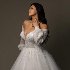 Hand-Embroidered Corset Wedding Dress - Off-Shoulder Bridal Gown