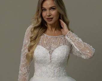 Long Sleeve Wedding Dress, Lace Wedding Gown, Custom Modest Bridal Dresses - Handcrafted Wedding Clothing for Summer Weddings