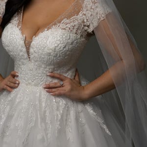 Plus Size Wedding Dress, Custom Wedding Dress, Elegant Lace and Satin Wedding Gown - Handmade Bridal Dress