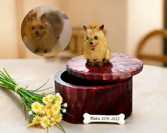 Urna conmemorativa de madera tallada a mano para mascotas: Caja personalizada para guardar recuerdos de perros