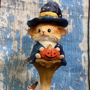 Hand-Carved Witch Mouse Pen: Halloween Altar Ritual Tool