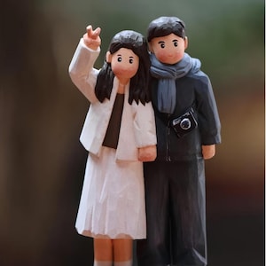 Personalized Fully Handmade  Wooden Love Couple Figurine Gift | Custom  Wooden Anniversary Keepsake | Unique Wooden Sculpture gift for Wife