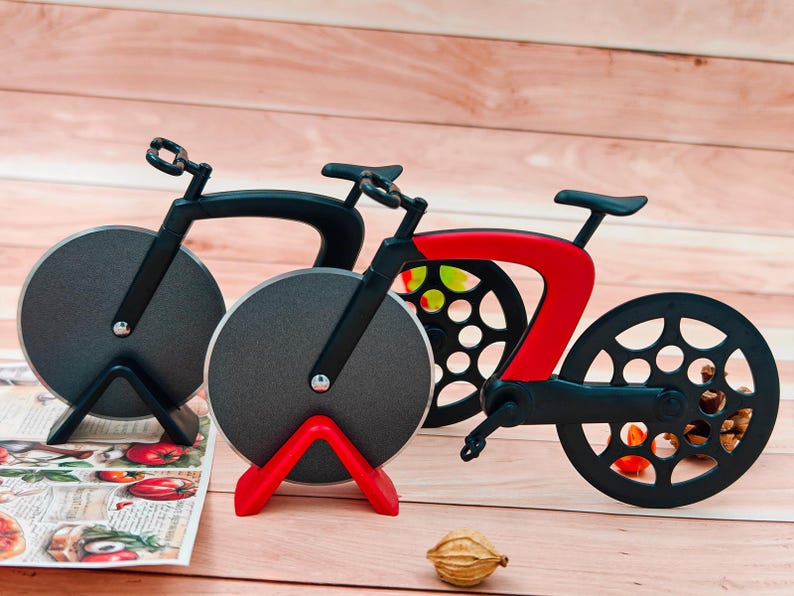 Cortador de pizza con forma de bicicleta creativa imagen 10