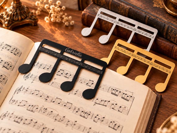 Personalized Sheet Music Page Holder, Engraved Stainless Steel Music Clip