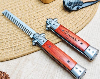 Sieht aus wie ein Messer, funktioniert wie ein Kamm – Einzigartiger Klappkamm für Herren, Vintage-Geschenk für den täglichen Gebrauch