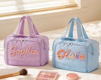 Custom Name Travel Toiletry Bag, 4-Compartment Waterproof Pouch
