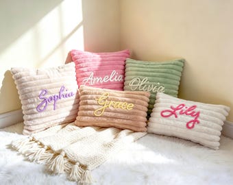 Personalized Name Pillow for Nursery: Custom Striped Plush Pillow , Baby Shower Gift